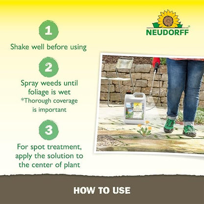 Neudorff Weed and Grass Killer, See Results in 1 Hour: Kills Weeds – Roots and All, Fast Acting Brush and Vine Killer with Non-staining Formula; Rainfast in 3 Hours Ready-to-Use Spray (1 Gallon)