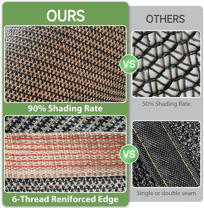 90% Sun Shade Cloth with Grommets, 10 x 12 FT Pergola Replacement Shade Cover Canopy Privacy Screen for Outdoor Patio Garden, Mocha