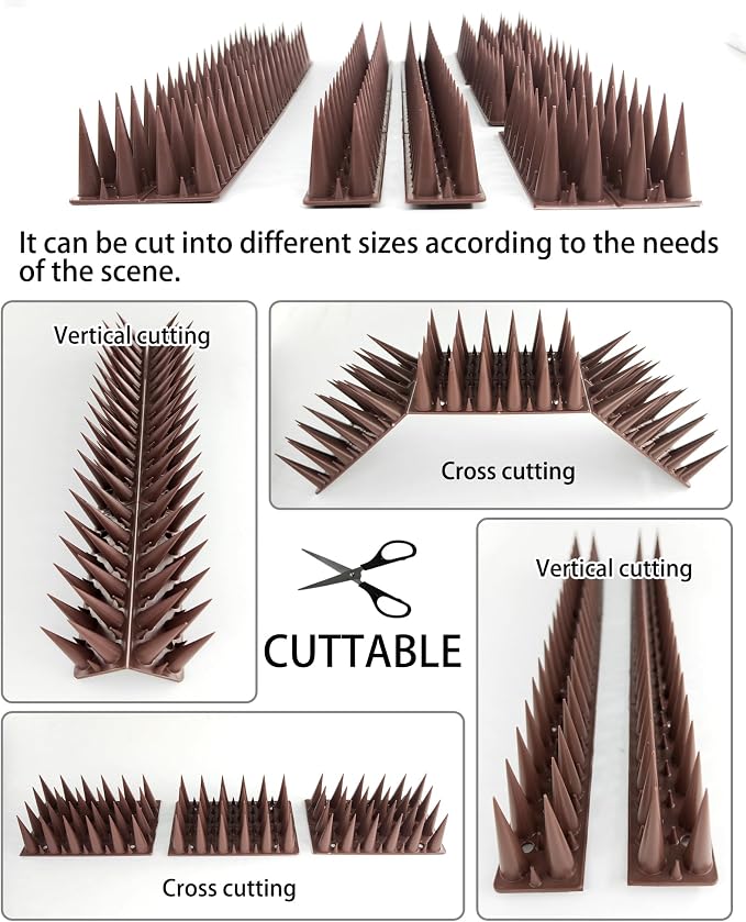 DY.2ten Bird Spikes, 11.8in Deterrent Spike, 10-Pack (9.8ft Total) Fence Spikes Bird for Outside to Keep Bird Squirrel Raccoon Pigeon Cat Away and Keep Birds from Building Nest, Easy to Install