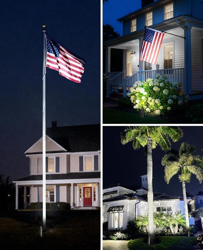 SUNVIE 20W 5000K Dusk to Dawn Spot Lights Outdoor Weatherproof LED Flag Pole Light 120V Plug in Landscape Spotlight with Photocell Sensor Ultra Bright Bullet Flag Light for Yard Garden Tree Statue