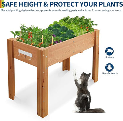48x24x30IN Wooden Raised Garden Bed with Legs, Elevated Reinforced Large Planter Box for Vegetable Flower Herb Outdoor, Standing Growing Bed forGardening/Backyard/Patio/Balcony, Liner Included