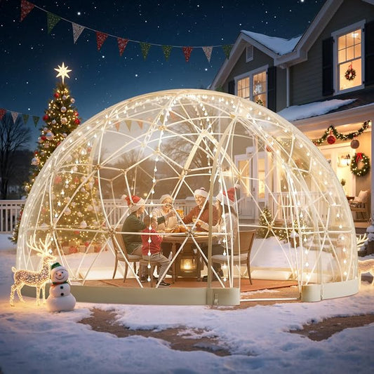 VEVOR Garden Dome Tent, 15 x 9.5 ft Clear Bubble Tent House for 12-14 Person, Waterproof PVC Geodesic Dome Greenhouse with Ventilated Window, Outdoor Igloo Tents for Patio Backyard Party Camping