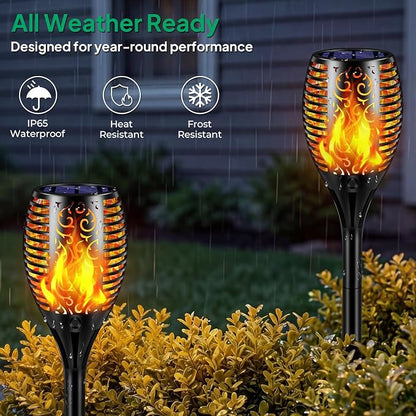 TomCare Solar Lights Outdoor Flickering Flame Solar Torch Lights Waterproof Outdoor Lighting Solar Powered Pathway Lights Christmas Decorations for Garden Patio Yard Landscape, 6 Pack
