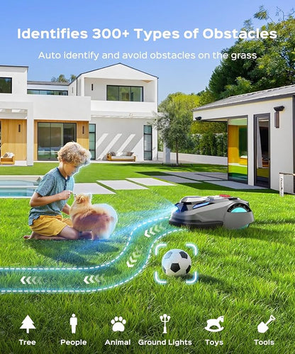 YARDCARE N1600 PRO Robot Lawn Mower, Wireless Design with RTK+Vision Navigation, 0.4 Acre Coverage, APP Smart Control Robot Lawn Mower, Multi-Zone Mowing, Curved Path, Adjustable Cutting Height
