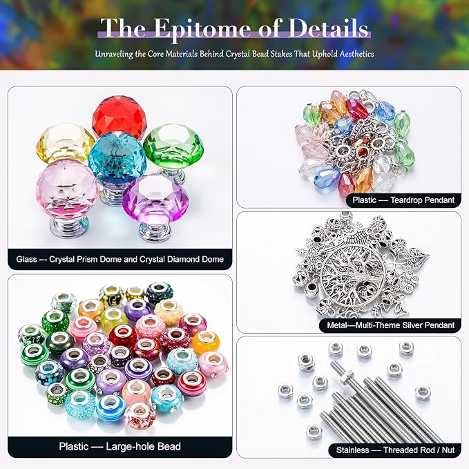 306Pcs Beaded Garden Stakes kit, 16in Extra Long Fairy Wand Garden with Crystal Diamond Tops for Plants Garden Outdoor&Indoor Decorative