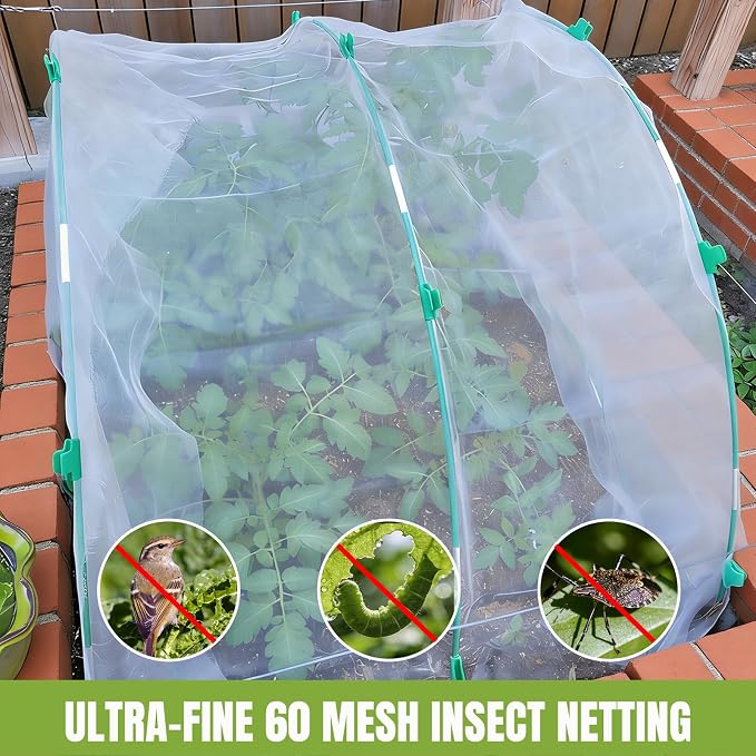 Garden Netting Kit with 36Pcs Garden Hoops, 10x20FT Ultra-Fine Mesh | Insect Barrier for Vegetables, Fruits & Flowers | Raised Bed & Row Cover Protection