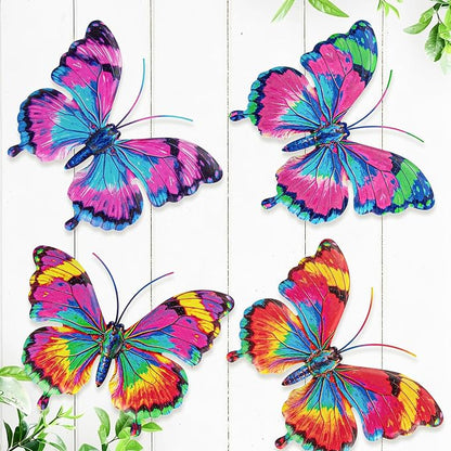 SUNREEK Metal Butterfly Wall Decor, 6 Inches Outdoor Wall Art for Fence Garden Yard Room Patio Balcony Decorations (4, Butterfly-C)