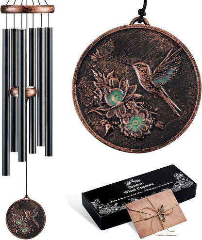 Wind Chimes for Outside, Vintage Hummingbird Deep Tone Wind Chime, Large Outdoor Hanging Decor for Patio Porch Balcony Garden, Gifts for Women Mom Grandma (32” Hummingbird)