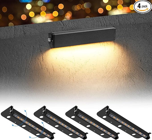 4-Packs 3W 7 Inch LED Hardscape Paver Lighting,12V AC/DC Low Voltage Retaining Wall Lights,LED Landscape Lighting,2700K Soft White Outdoor Step Light,50,000 Hours Lifespan-Black