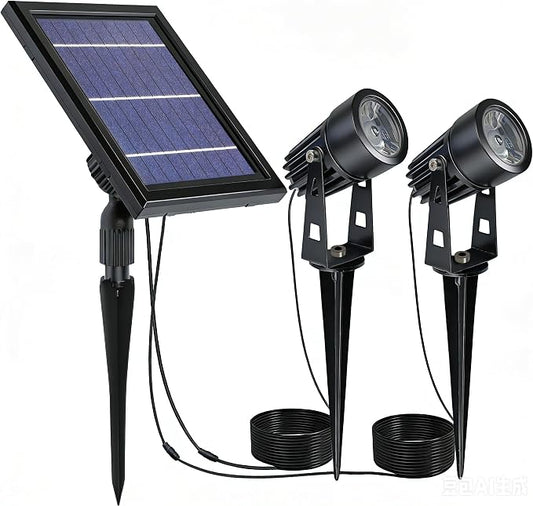 SUNLONG Solar Lights Outdoor Waterproof Solar Powered Spot Lights Aluminum Casting Landscaping Spotlight for Garden Yard Tree Uplight Downlight （Natural White）