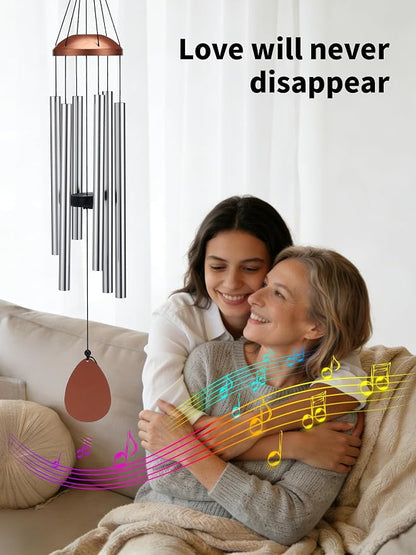 Large Aluminium Wind Chimes for Outside 37" Silver Wind Catcher | Deep Tone,Soothing Melody,Zen Atmosphere,Garden Patio Outdoor Decor,Memorial Wind Chimes,Gift for Mom Women Grandma Neighbor