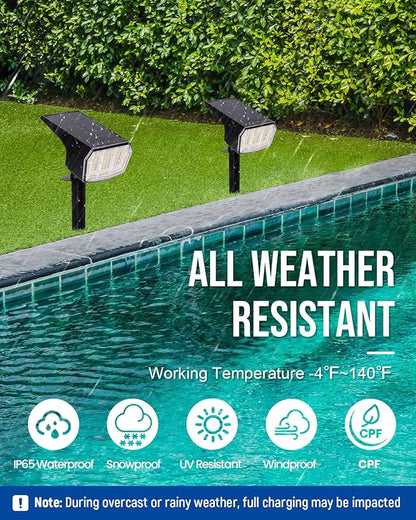 AUDERWIN Solar Lights Outdoor Lighting IP65 Waterproof, 63LED Solar Spotlights, 3 Pack Solar Powered Lights for Outside, Outdoor, Yard, Landscape Light-Warm Light