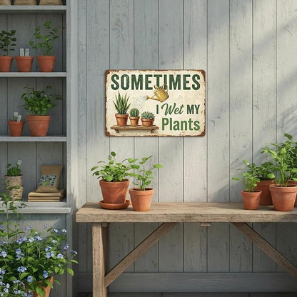 Garden Decor Sign Sometimes I Wet My Plants Funny Wall Art | Plant Lovers • Garden Shed Display • Garden Theme • Rustic Humor Design • UV Printed • 8x12 Inch