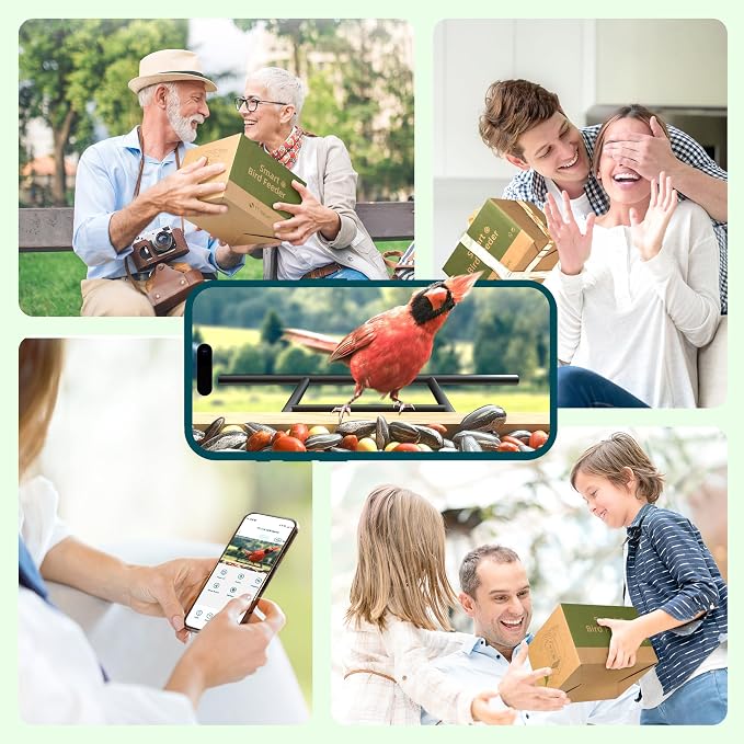 TT Nature Bird Feeder with Camera Solar Powered, Upgraded 1.5L Smart Bird Feeder Camera for Bird Watching, Auto Capture & Instant Real-time Notifications, Ideal Gift for Bird Lovers