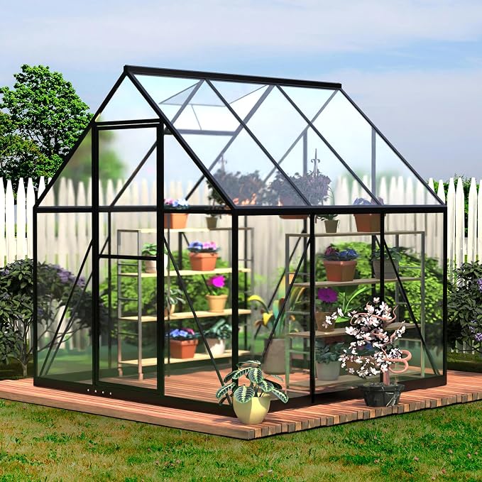 6x6FT Small Green House for Outside, Heavy Duty Polycarbonate Greenhouse Kit with Window, Walk-in Mini Garden House, Ideal Winter Greenhouses for Backyard Outdoor Indoor