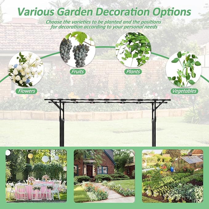 Garden Arch Trellis - 79" L x 86" H Supersize Flattop Garden Arch - Garden Trellis for Lawn, Party, Ceremony Wedding Decoration (Leg spacing 59")