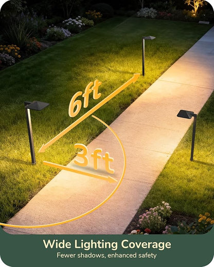 EDISHINE Low Voltage Landscape Lighting, Landscape Path Lights with Pyramid Exterior, Aluminum, 3000K & 50000Hrs, Outdoor Pathway Lights Wired for Garden, Yard, Driveway, 4 Pack