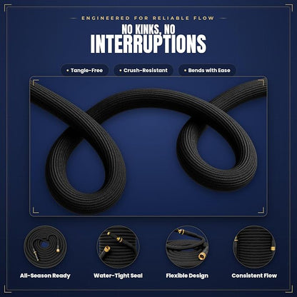 TITAN Garden Hose | Flexible, Lightweight, Kink-Free & Durable Hybrid Water Hose with Heavy Duty Brass Connectors & High-Pressure Jet Nozzle (25FT x 5/8”)