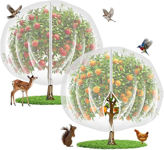 10'x10' Fruit Tree Netting Cover with Zipper and Drawstring | Ultra-Fine Mesh Garden Plant Insect Pest Net Barrier to Prevent Squirrel Bird Deer Cicadas Bag for Blueberry Tomato-2pcs