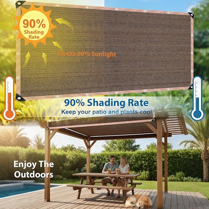 90% Sun Shade Cloth with Grommets, 8 x 20 FT Pergola Shade Cover Canopy, Mesh Tarp Sun Screens for Patio, Outdoor, Garden, Backyard, Mocha