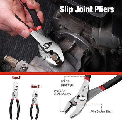 WORKPRO 7-piece Pliers Set, Black | Groove Joint Piler, Long Nose Piler, Slip Joint Piler, Linesman Piler, Diagonal Pliers for DIY & Home Use