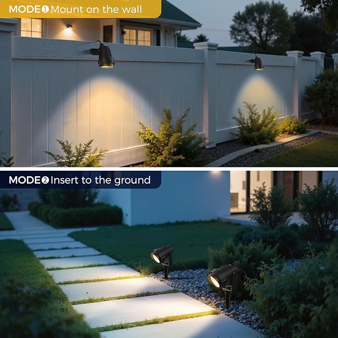L LOHAS LED 5W Dusk to Dawn Outdoor Lighting, Auto On/Off 3000K Landscape Outdoor Spotlight, IP66 Waterproof Plug in Spot Lights for Yard, Garden, House, Pathway, Plant, UL Listed (6 Pack)