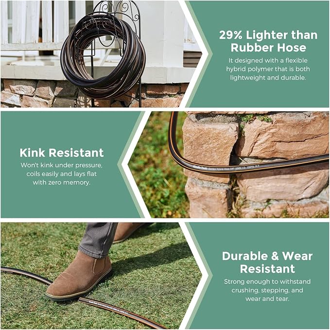 Giraffe Tools Garden Hose 5/8" Custom Length, No Kink, Flexible, Leakproof Water Hose, 600 Burst PSI, 4ft Double Female Fittings,Black Orange