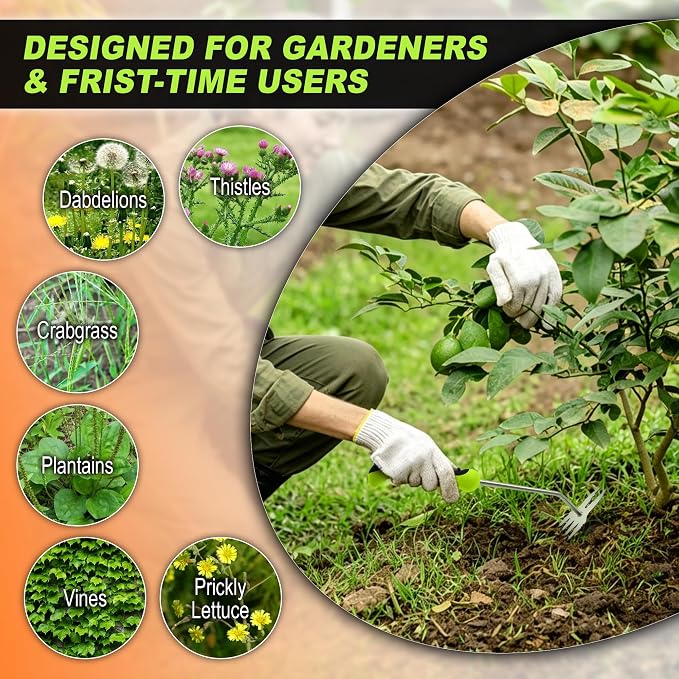Weed Puller Kit, Crack Weeder Crevice Weeding Tool, Stainless Steel L-Shaped Hand Weeder Tool, Portable Manual Weed Puller Tool for Garden, Patio Lawn, Planting Weeding - 3 Pack