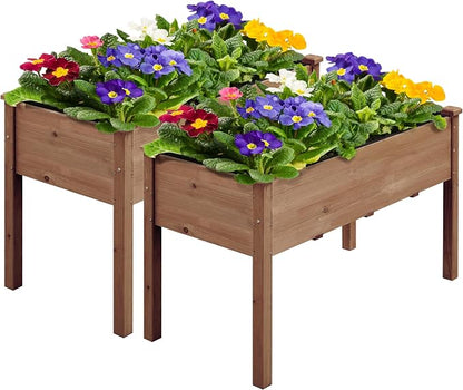 Topeakmart Wooden Garden Planter Boxes 48 X 23 X 30in Elevated Raised Garden Bed Outdoor with Legs Wooden Gardening Box for Flower/Vegetable/Herb/Tomato/Backyard/Patio, 2pcs