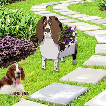 Springer Spaniel Dog Planter Pots, 9.45 x 6.89 x 13.35 Inches | Dog Flower Pot, Cute Animal Shaped Plant Pot, Gifts for Women & Pet Lovers, Indoor Outdoor Garden Home Office Decor