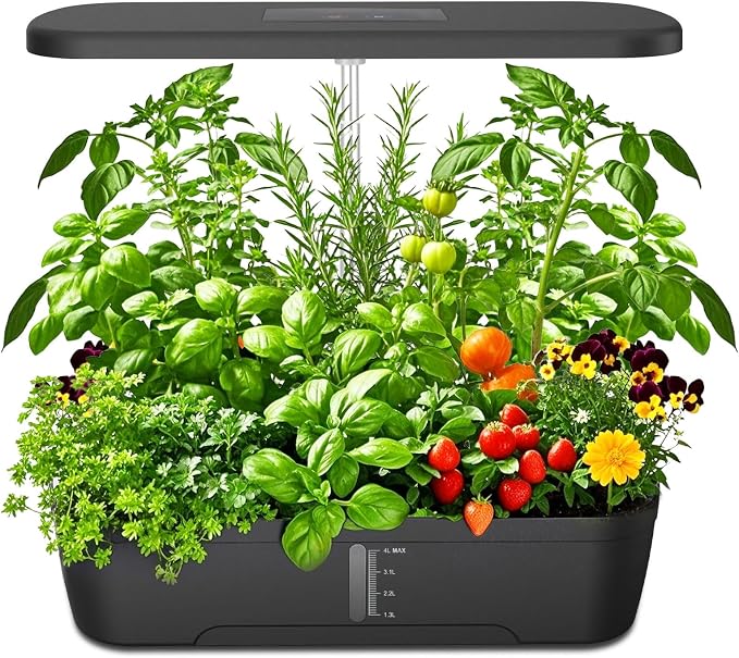 52 Pods Smart Hydroponics Growing System Indoor Herb Garden with Auto Timer | 24W Full-Spectrum Grow Light, 4L Water Tank, Quiet Pump, Height Adjustable, Great for Herbs Veggies in Kitchen & Office