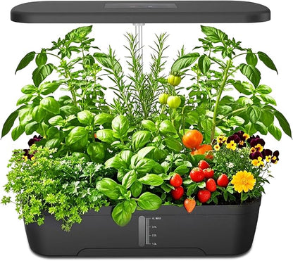 52 Pods Smart Hydroponics Growing System Indoor Herb Garden with Auto Timer | 24W Full-Spectrum Grow Light, 4L Water Tank, Quiet Pump, Height Adjustable, Great for Herbs Veggies in Kitchen & Office