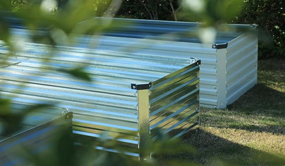 2PCS 10x3x1ft Galvanized Raised Garden Bed Kit,Gardening Planter Box | Outdoor Elevated Metal Planter Box For Vegetables, Flowers, Herbs, Anti-Rust Galvanized Steel, Open Drainage, Sturdy (Silver)