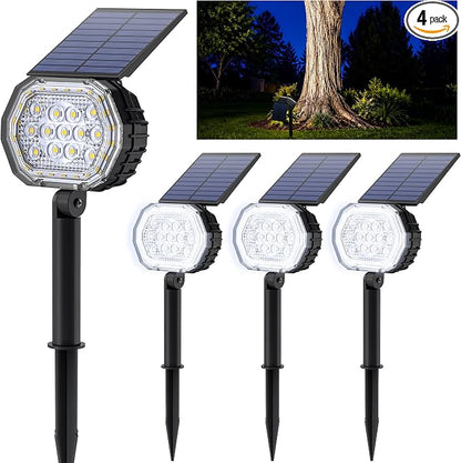Solar Spot Lights Outdoor Waterproof IP65, 3 Modes Solar Lights Outdoor 35 LED Landscape Lighting, Spot Uplights for Flag Tree Garden Yard Walkway House Backyard, 4 Pack Cold White(6000K)