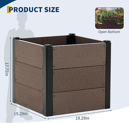 Garden Raised Bed, 19 * 19 * 18in Deep Root Planter Box for Patio, Outdoor Herb, Vegetable, and Flower Gardening - Durable Wooden Style Planter Box for Easy Mobility and Clearance