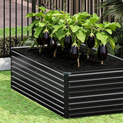 Vengarus 6x3x2ft Galvanized Raised Garden Bed,Metal Raised Beds Kit Black | 2FT Deep Root Elevated Garden Planter Box, Corrugated Steel, Open Bottom, Rustproof All Weather, Large Vegetable Flower Bed