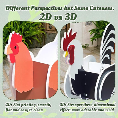 Hen Planter, Cute Animal Shape Flower Planters, Plant Pots for Indoor/Outdoor Garden Decor, Unique Gifts/Souvenirs for Pet Lovers (Hen 2D)