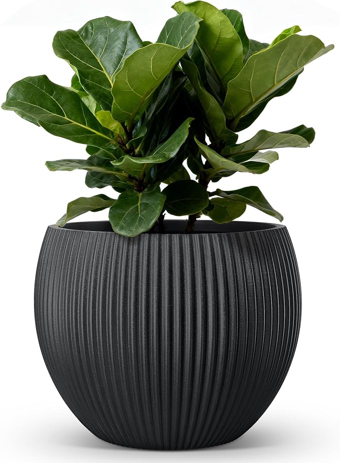 homenote Flower Pots 14.5 Inch,Large Plant Pots Indoor with Drainage,Plastic Pots for Plants,Garden Pots for Outdoor,Large Planters for Indoor Plants,Big Plastic Planter,Black