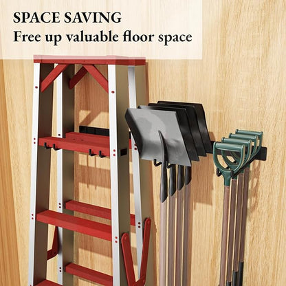 Folding Chair Storage Rack Wall Mount, 2-Pack Garden Tool Organizer | Max Load 240 lbs, Easy Install, Metal, for Lawn, Beach, Camping Chairs