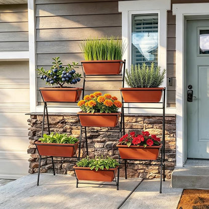 Sunexinlo Vertical Garden Planter Freestanding Raised Bed for Herbs Flowers Vegetables, Indoor Outdoor for Patio Balcony Deck