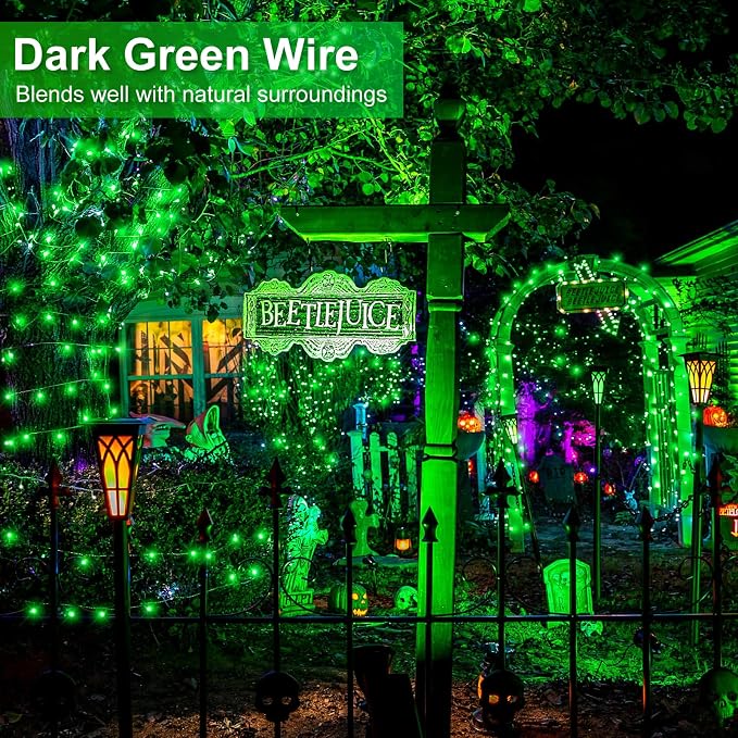 Green Christmas Lights Outdoor, 100FT 300 LED Christmas Tree Lights with 8 Modes, Waterproof Connectable String Lights for Outside Indoor Bedroom House Patio Garden Party Holiday Decorations