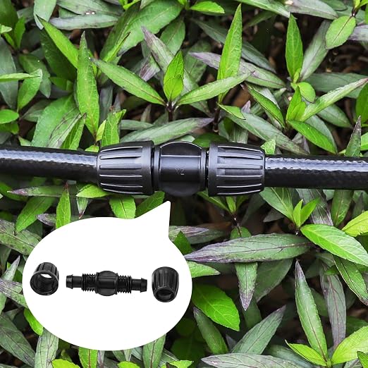 MIXC 1/2 Inch Drip Irrigation Fittings Barbed Coupling 6 Pack | Fits 1/2 Inch Irrigation Tubing, Leak-Resistant, Twist-Lock Design, Durable Plastic, for Lawn/Farm Irrigation Systems