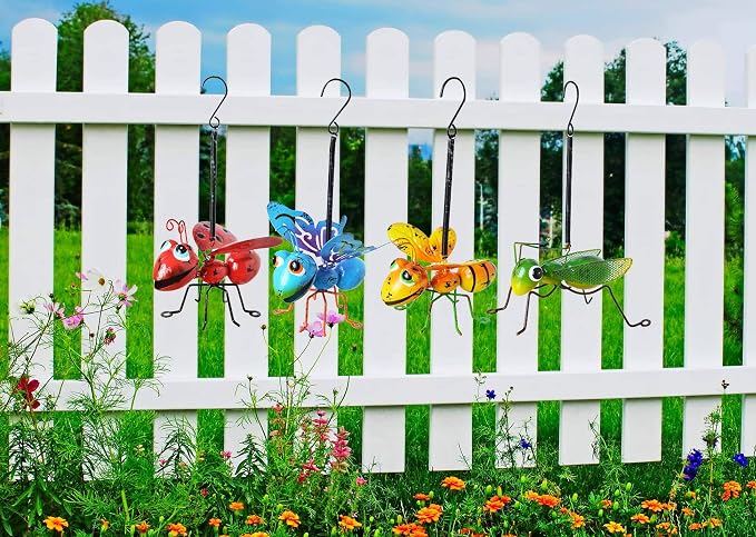 Metal Garden Sculptures Statues Yard Art Decoration,Set of 4 Garden Decor Perfect Hanging The Tree, Porch,Backyard or Patio Wall Decor | Set of 4 Garden Decor, Perfect Hanging The Tree, Porch, Backyard or Patio Wall Decor