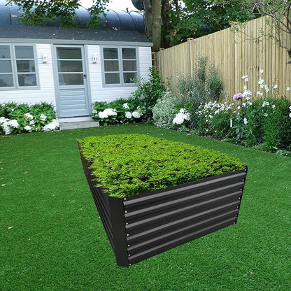 8x2x2FT Black Metal Raised Garden Bed Kit, Galvanized Outdoor Planter Box for Vegetables, Flowers, Herbs, Succulents and More