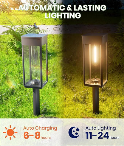BITPOTT Bright Solar Pathway Lights Outdoor Waterproof IP65, 8 Pack Auto On/Off Solar Outdoor Lights for Path, Yard, Patio, Landscape, Lawn, Walkway, Driveway, Garden Decor Lighting Solar Powered