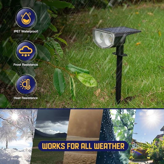 Kyosho IP67 Waterproof Color Solar Spot Lights Outdoor, Color Changing Outdoor Halloween Lights, RGBW Multicolor Solar Spotlight with 9 Modes for Lawn, Pathway, Yard, 8 Pack