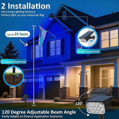 T-SUNUS RGB Solar Landscape Spotlights Christmas Outdoor, IP65 Waterproof Color Spot Light Auto Dusk to Dawn Landscaping Wall Lights for Tree Yard Garden Driveway Porch Walkway Pond Halloween 4 Pack