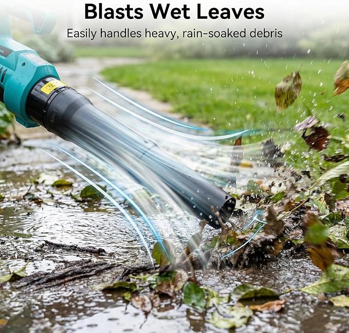 Garvee Leaf Blower Cordless - 550 CFM / 21V Powerful 2 * 2.0Ah Batteries and Charger, 6 Speed Modes, Lightweight Leaf Blowers for Lawn Care, Patio, Dust, Blowing Leaves 40 Mins Long Runtime