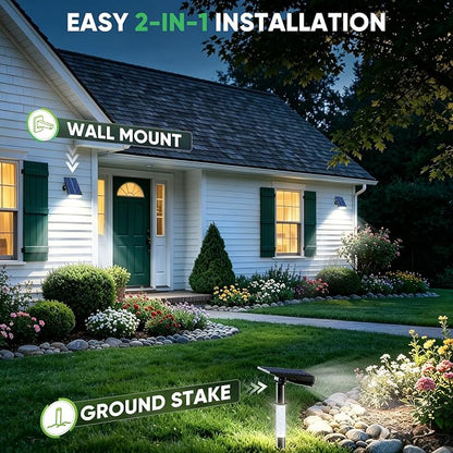 Solar Spotlights Outdoor Waterproof, 76-LED Super Bright Solar Lights Outdoor, 2 Lighting Modes Garden Lights Solar Powered for Pathway Yard Tree Statues- Cool White, 2 Pack