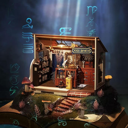 Rolife DIY Miniature Dollhouse Kit-Tiny House DIY Kit for Adults and Kids-1:20 Miniature House Kit-Miniature Things Hobbies for Women and Men-Halloween/Christmas Decorations/Gifts-LED Book Nook Kits